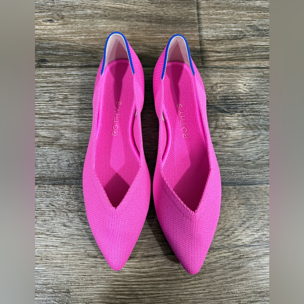 Rothy's Pointy Toe Flat DRAGON FRUIT NEW SZ 7.5 - Picture 8 of 12